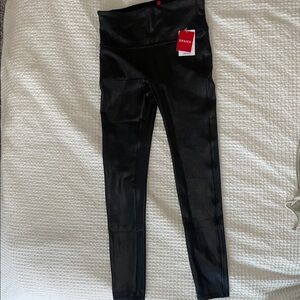 SPANX Faux Leather High-Waist Leggings - Black